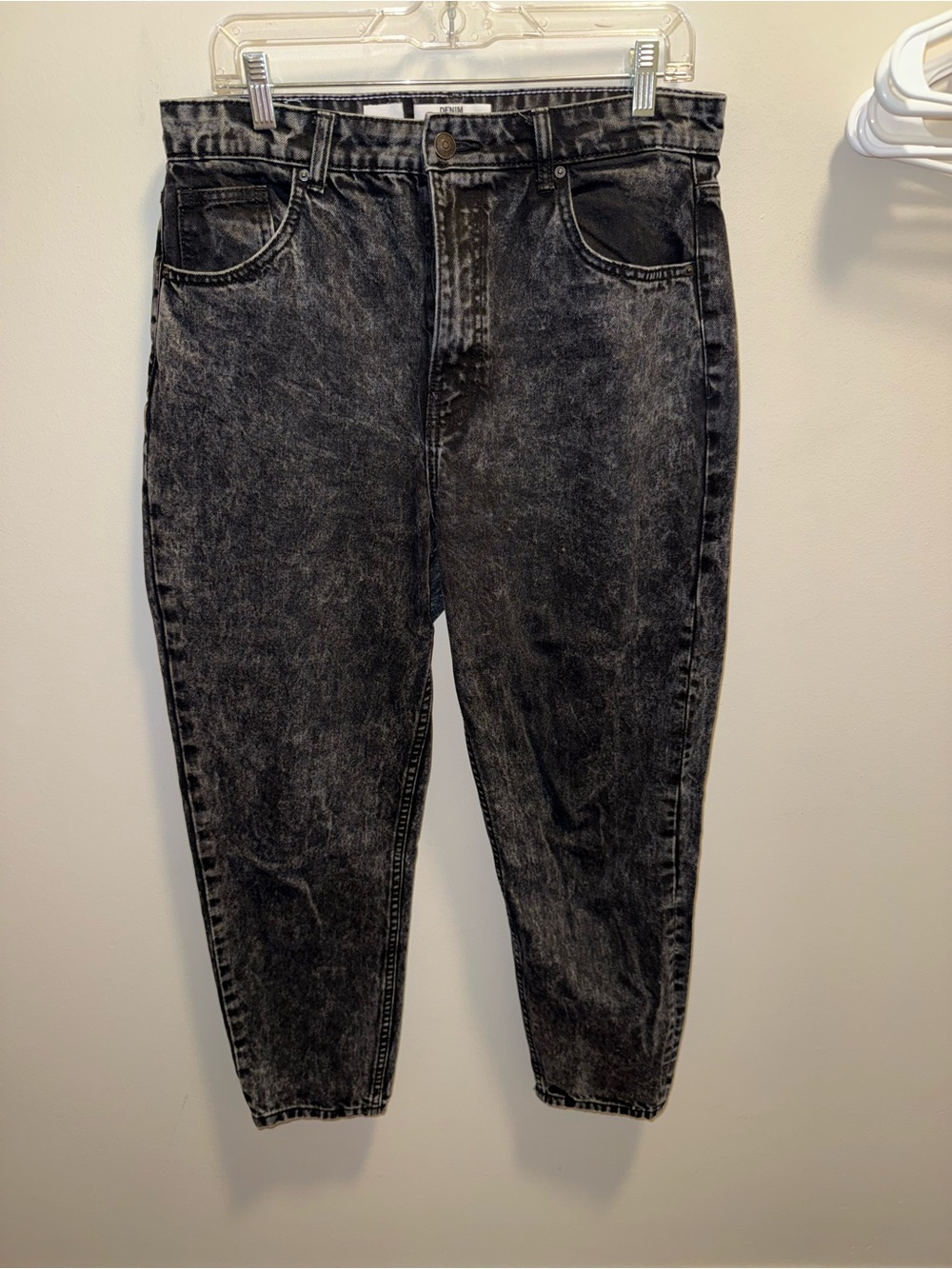 Bershka High-Rise Black Acid-Wash Mom Jeans